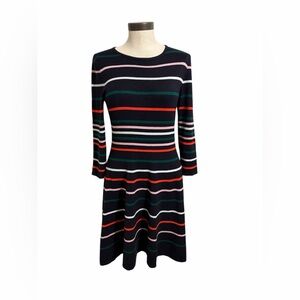 Vince Camuto Womens Striped Crew Neck Long Sleeve Ottoman Knit Sweater Dress M